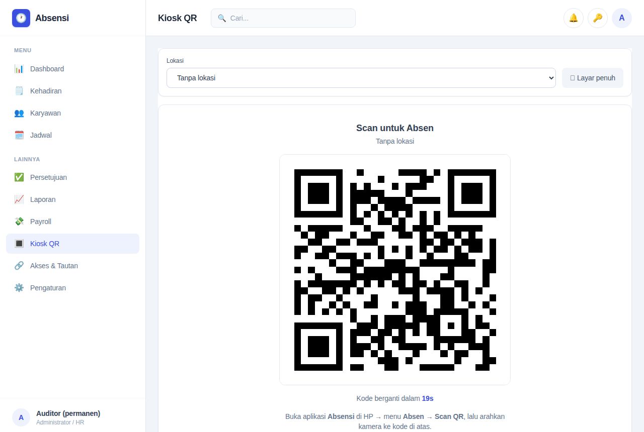 Absensi Karyawan — Kiosk QR