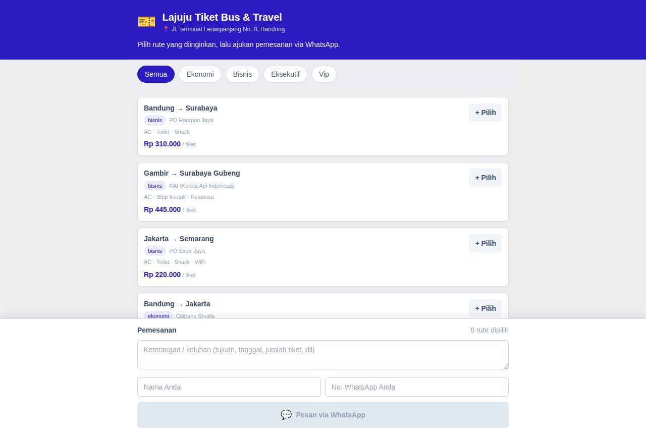 Agen Tiket Bus & Travel — Pesan Online (Pelanggan)