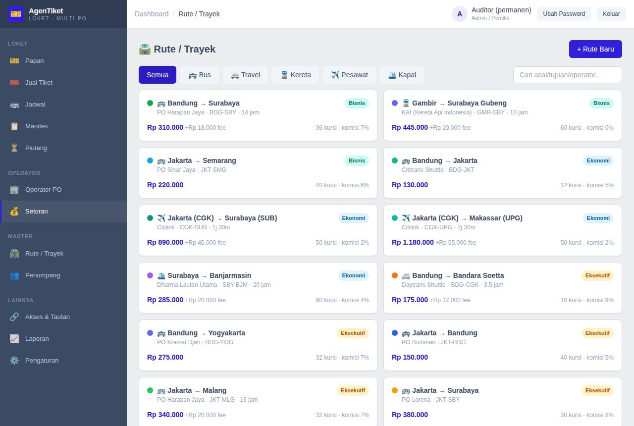 Agen Tiket Bus & Travel — Setoran