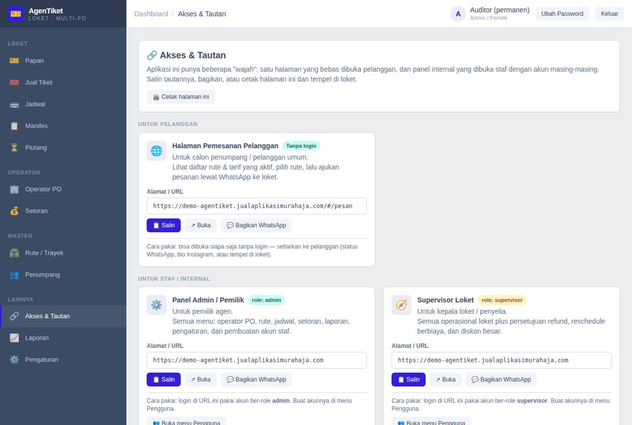 Agen Tiket Bus & Travel — Akses & Tautan