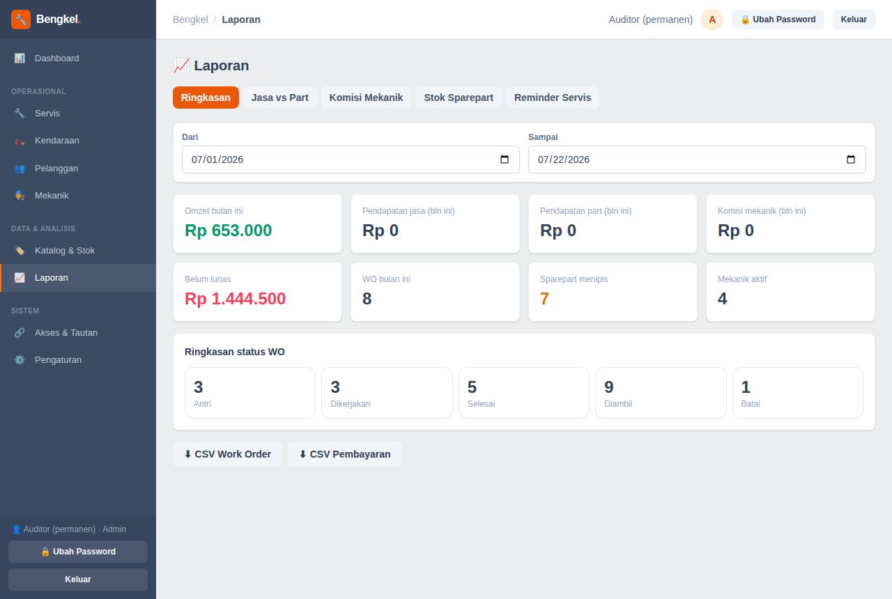 Bengkel & Service — Laporan