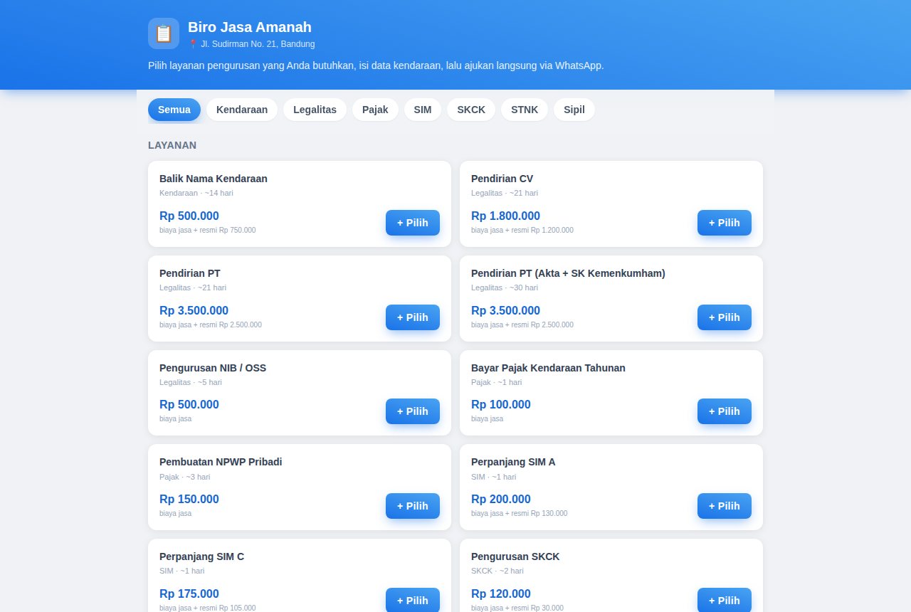 Biro Jasa — Pesan Online (Pelanggan)