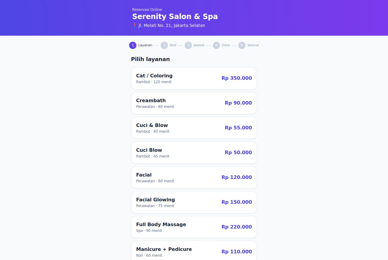 Booking & Reservasi — Booking Online (Pelanggan)