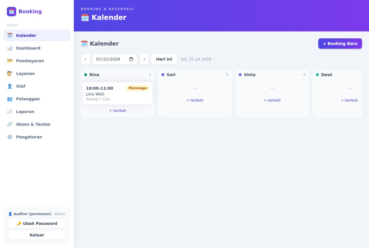 Booking & Reservasi — Kalender