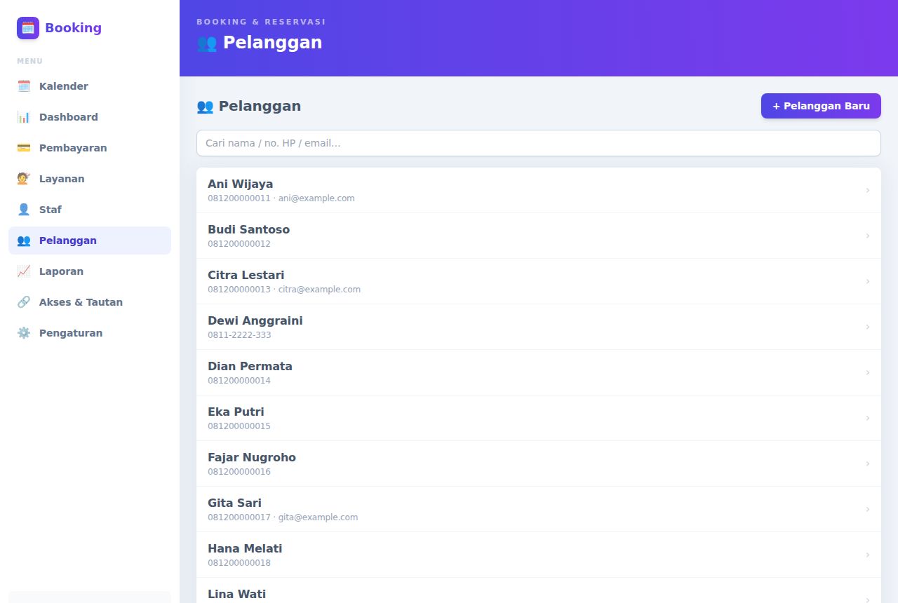 Booking & Reservasi — Pelanggan