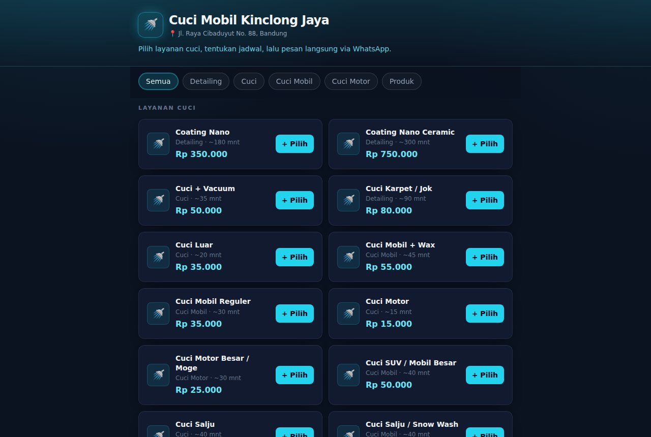 Cuci Mobil / Car Wash — tampilan aplikasi