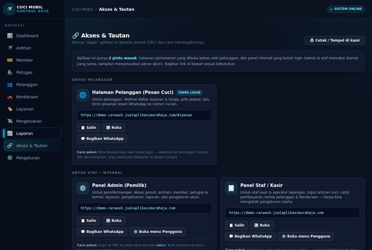 Cuci Mobil / Car Wash — Akses & Tautan