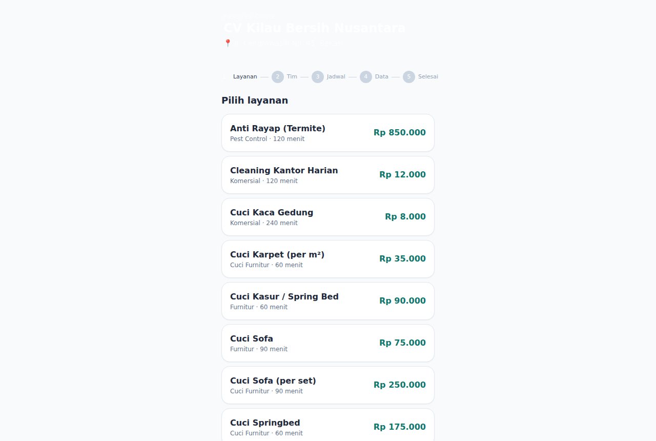 Cleaning Service & Pest Control — Booking Online (Pelanggan)