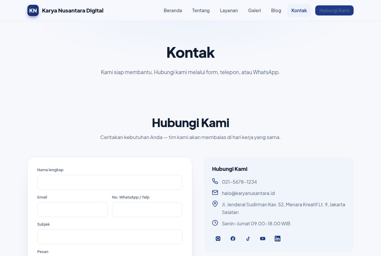 Company Profile — Halaman Kontak