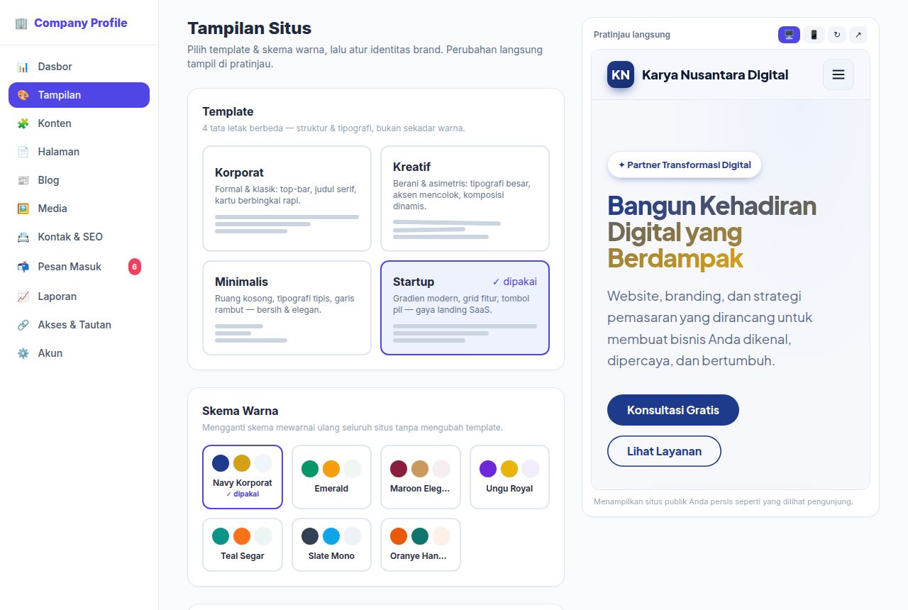 Company Profile — Tampilan