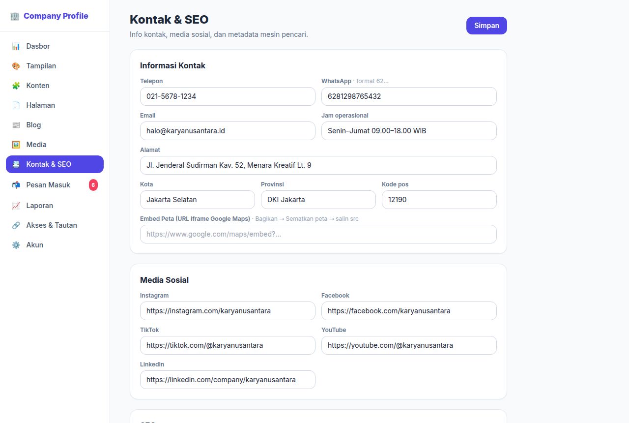 Company Profile — Kontak & SEO
