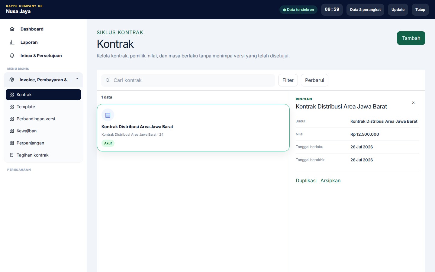 Contract Lifecycle Management — Kontrak