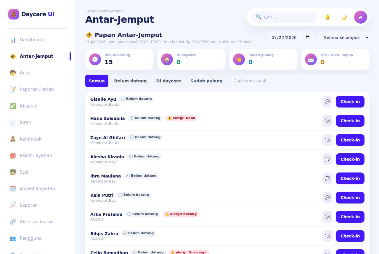Daycare & PAUD — Antar-Jemput