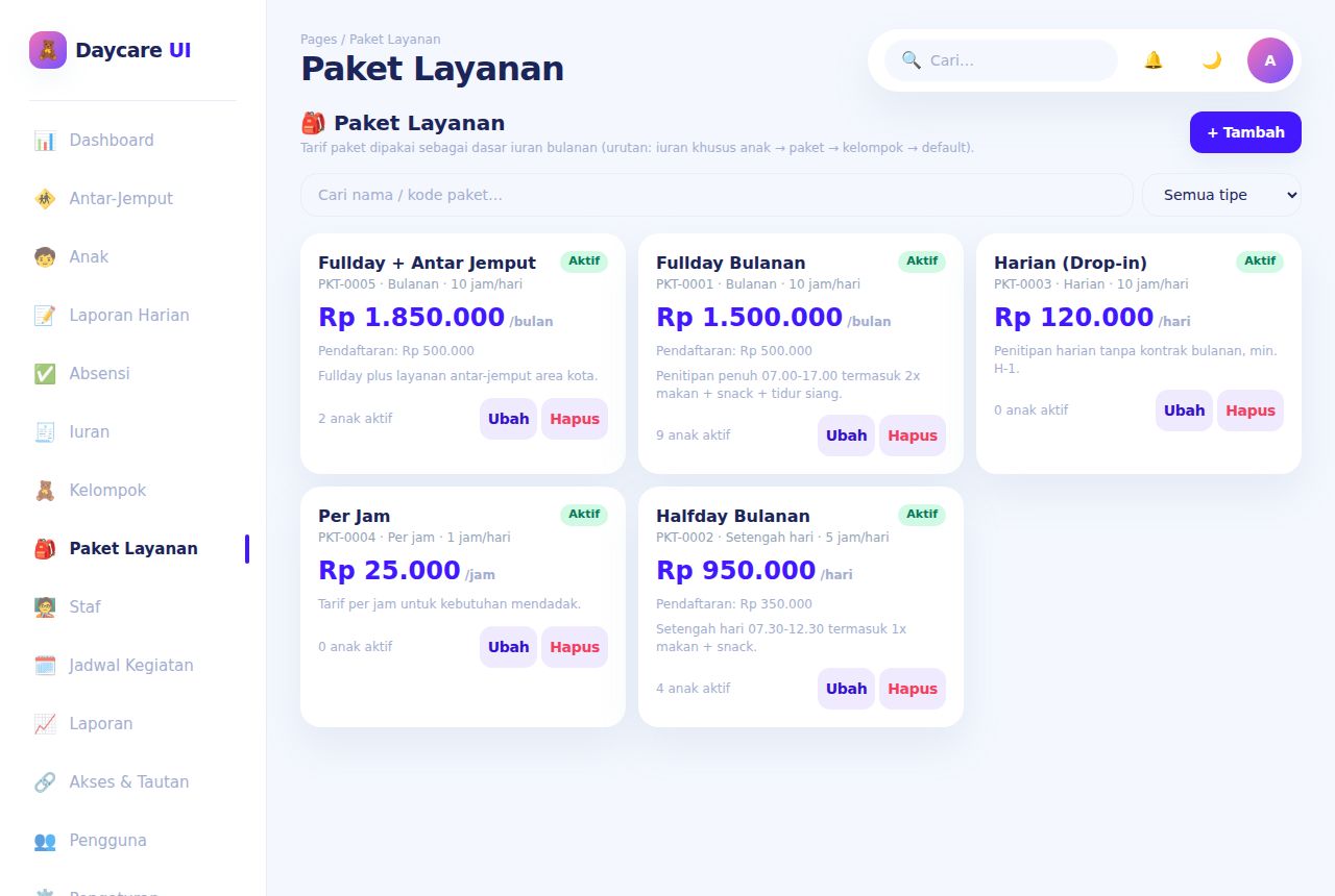 Daycare & PAUD — Paket Layanan