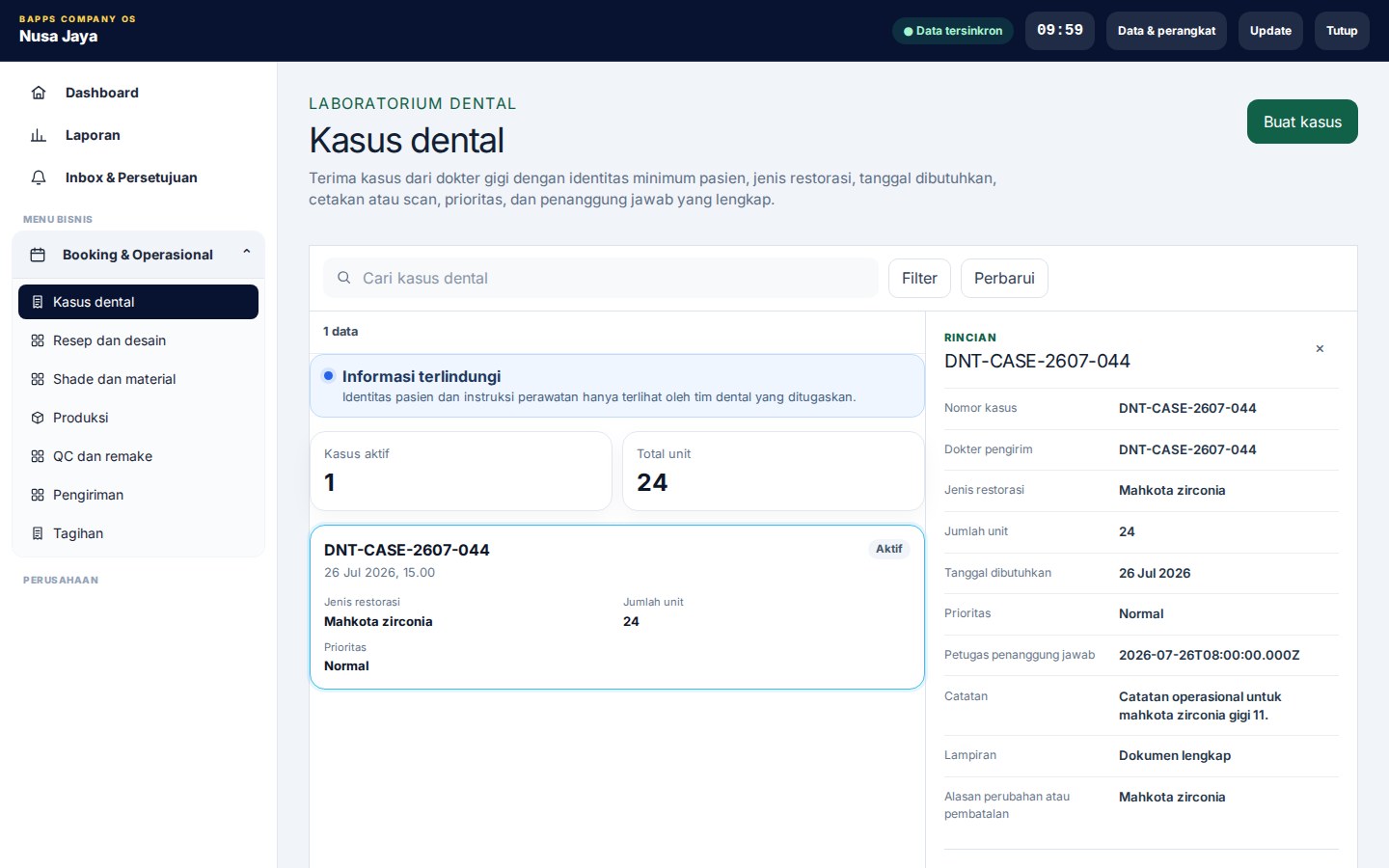 Dental Laboratory Workflow — Kasus dental