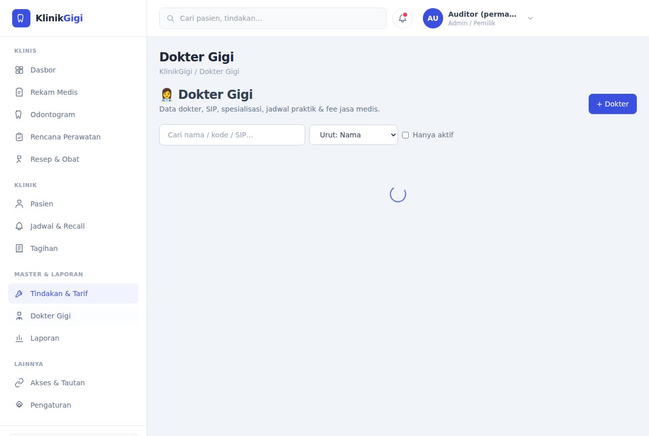 Klinik Gigi — Tindakan & Tarif