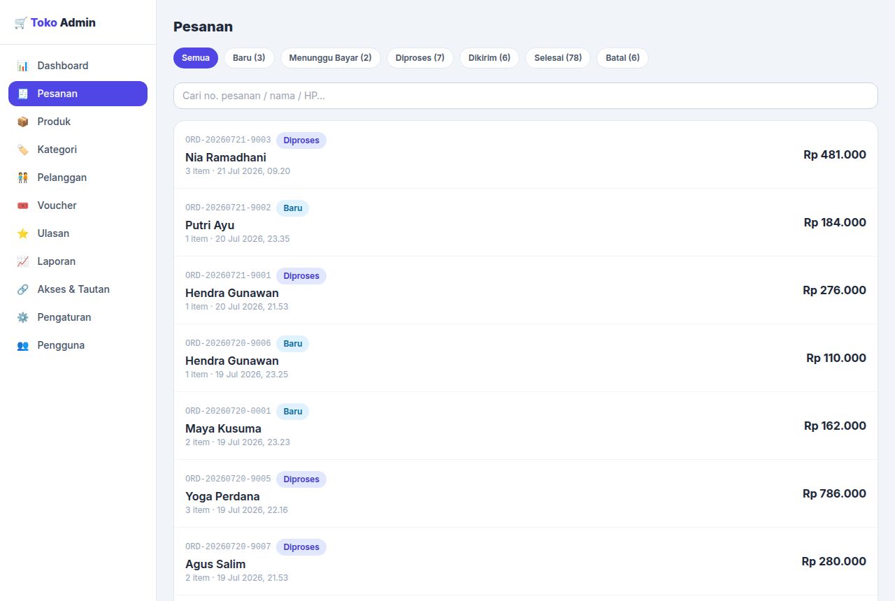 Toko Online (E-commerce) — Pesanan