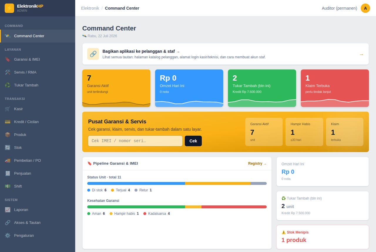 Toko Elektronik & HP — Dashboard