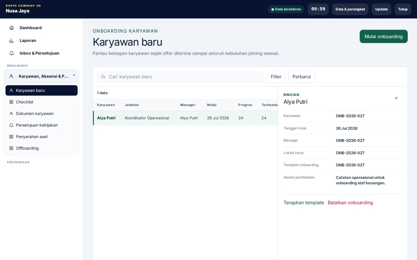 Employee Onboarding & Documents — Karyawan baru