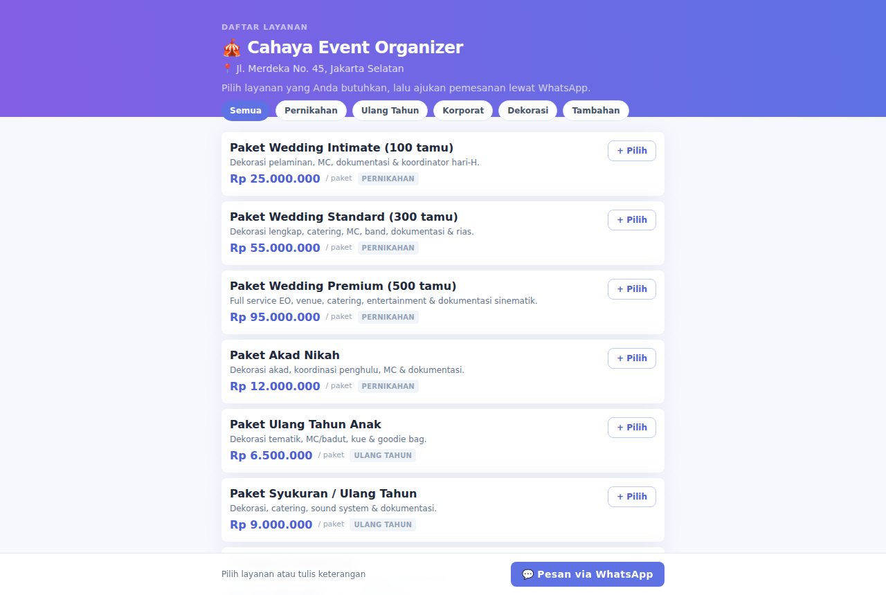 Event Organizer — Pesan Online (Pelanggan)