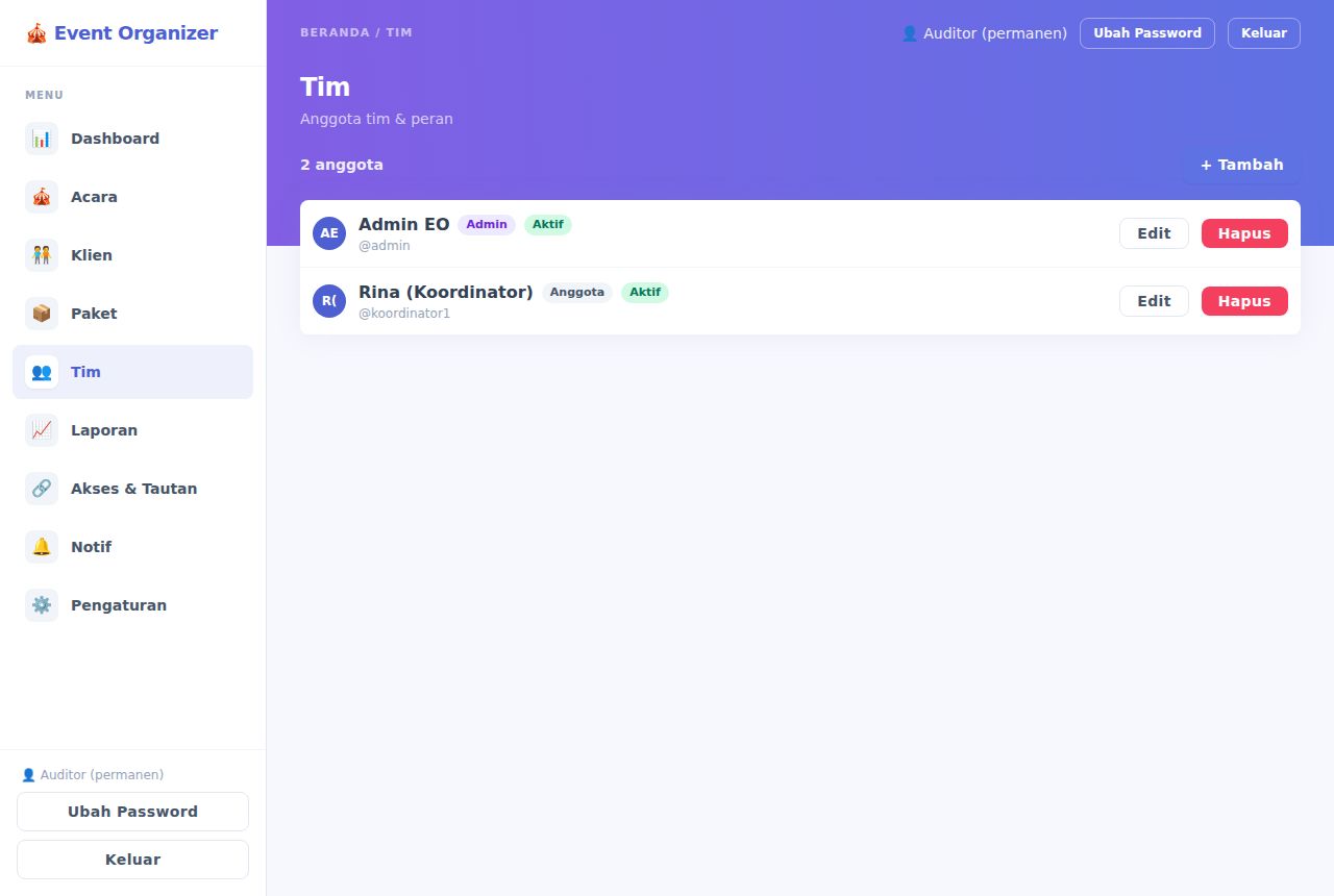 Event Organizer — Tim