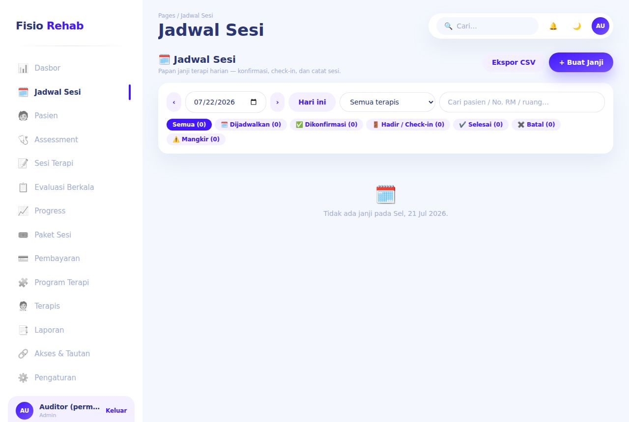 Klinik Fisioterapi — Jadwal Sesi