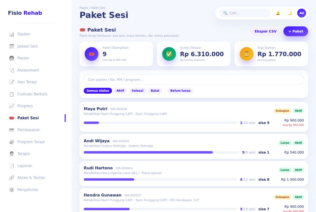 Klinik Fisioterapi — Paket Sesi