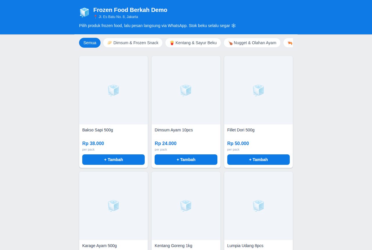 Frozen Food & Reseller — tampilan aplikasi