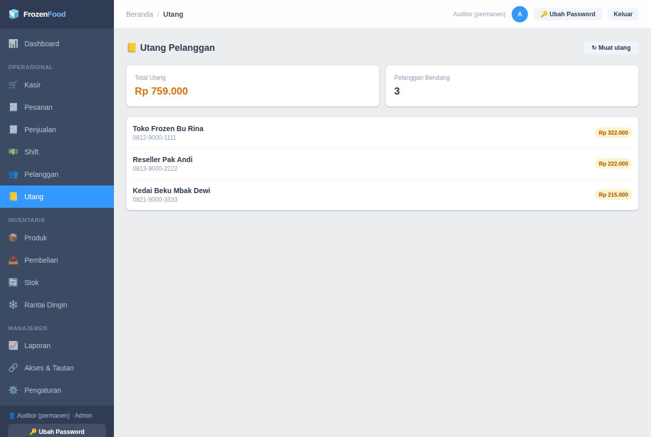 Frozen Food & Reseller — Utang
