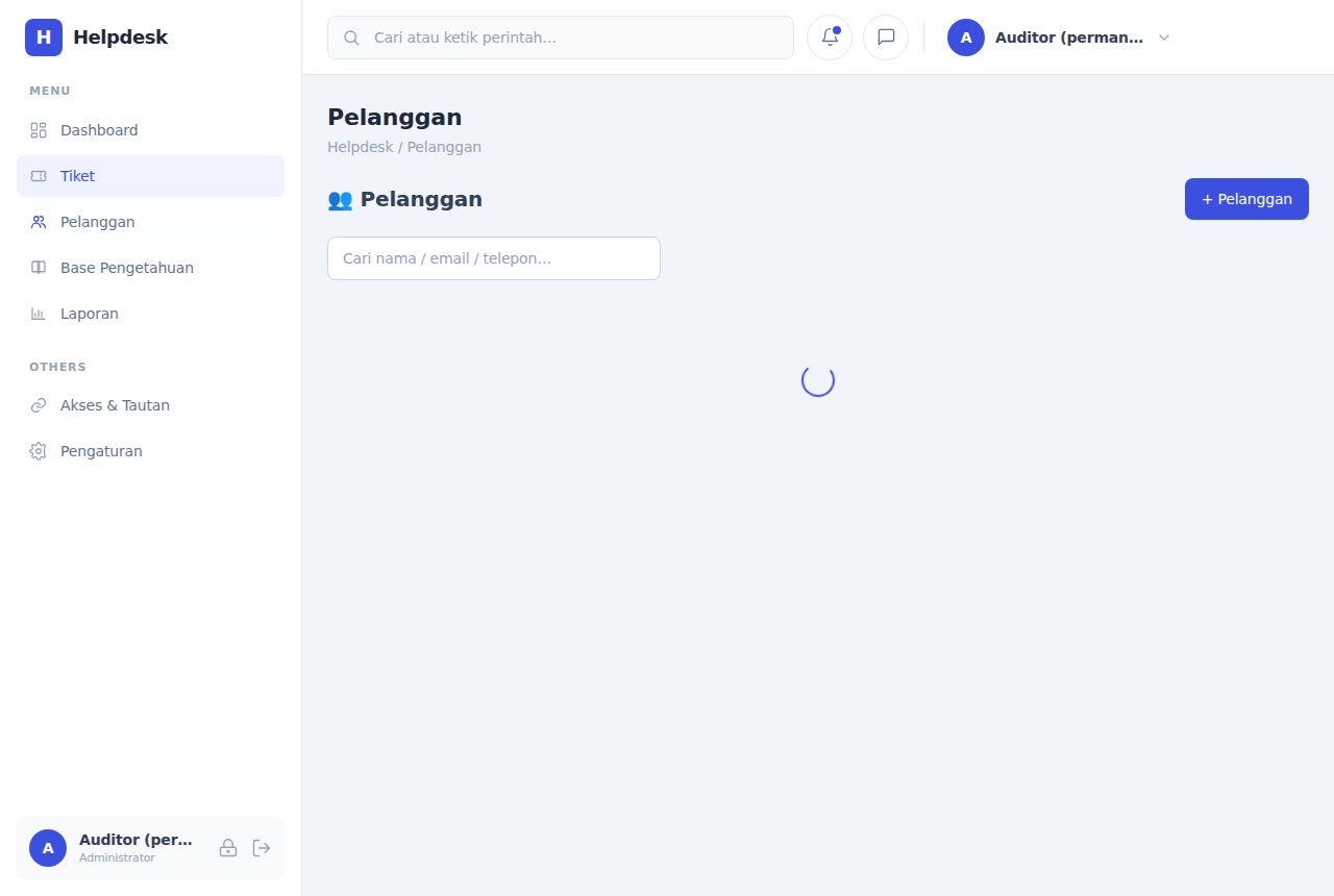 Helpdesk & Tiket Support — Tiket