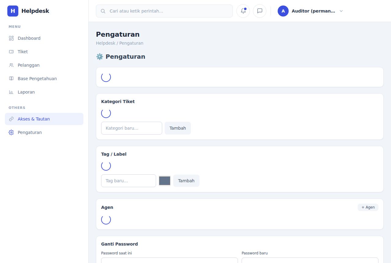 Helpdesk & Tiket Support — Akses & Tautan