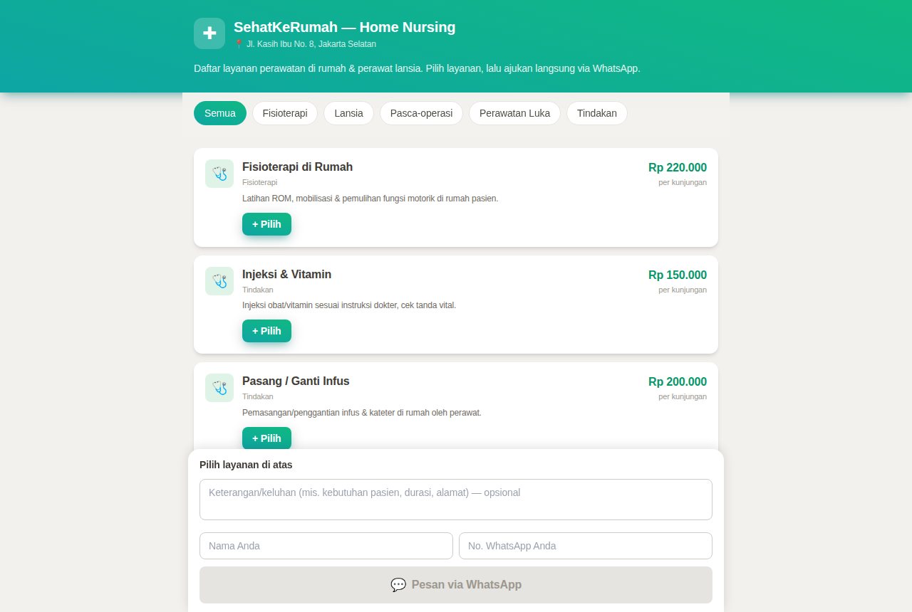 Home Care & Perawat Lansia — Pesan Online (Pelanggan)