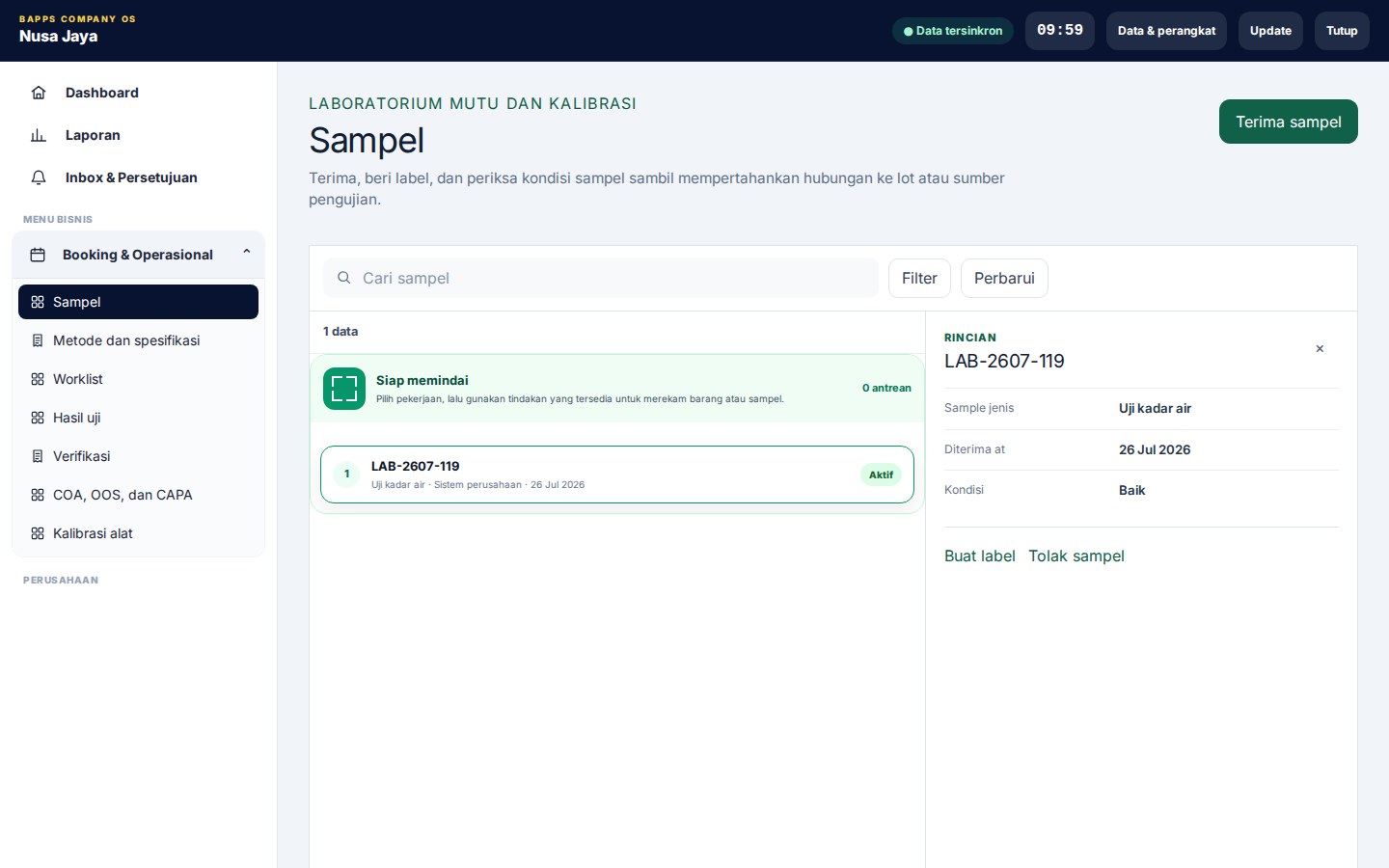 Industrial QC Lab & Calibration — Sampel