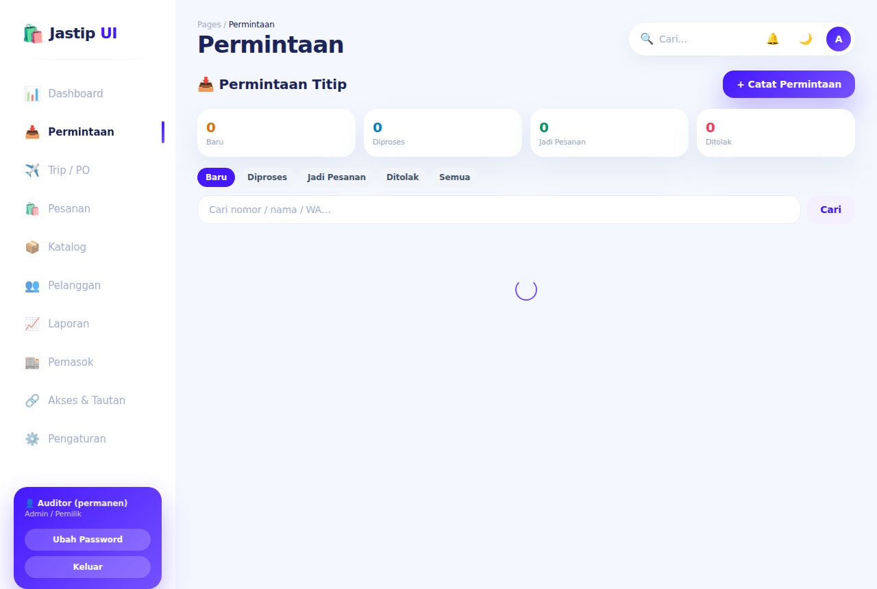 Jastip / Titip Beli — Dashboard