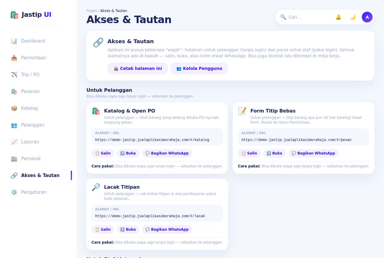 Jastip / Titip Beli — Akses & Tautan