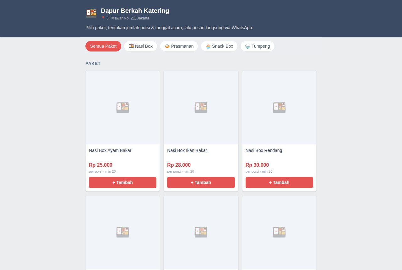 Katering — tampilan aplikasi