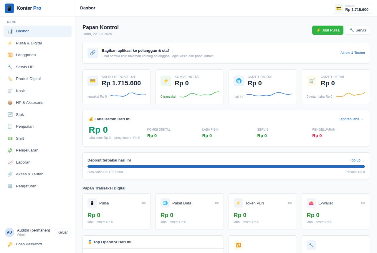 Konter HP & Pulsa — Dashboard