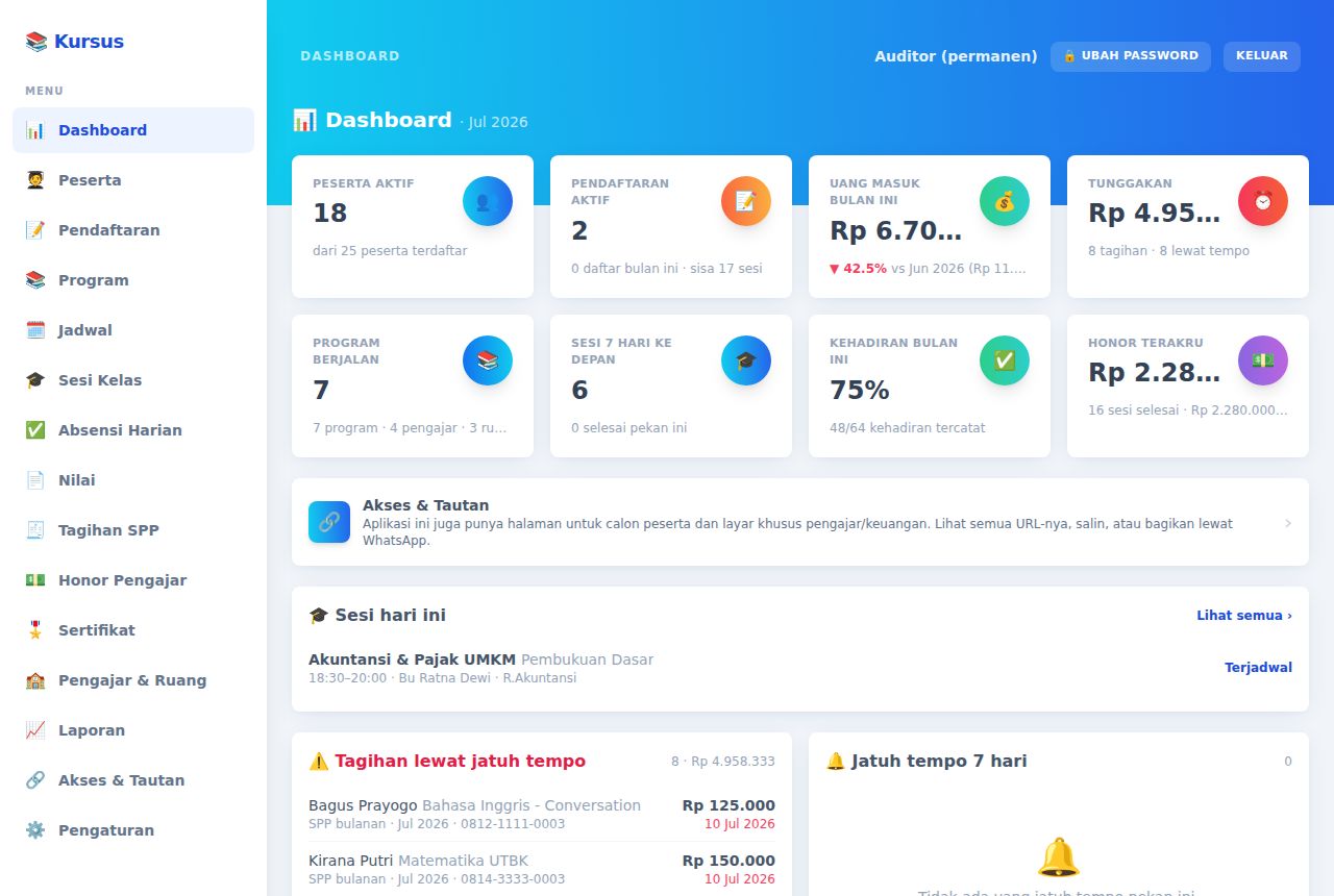 Kursus & Bimbel (LPK) — Dashboard