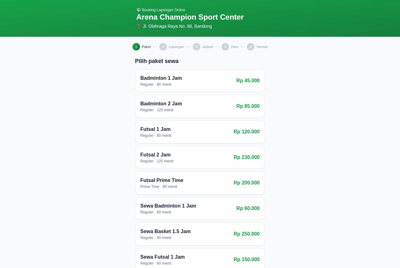Sewa Lapangan — Booking Online (Pelanggan)
