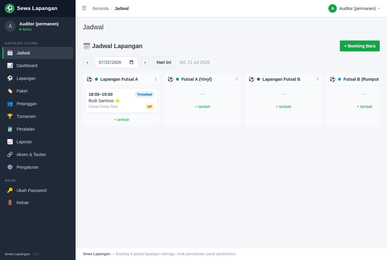 Sewa Lapangan — Dashboard