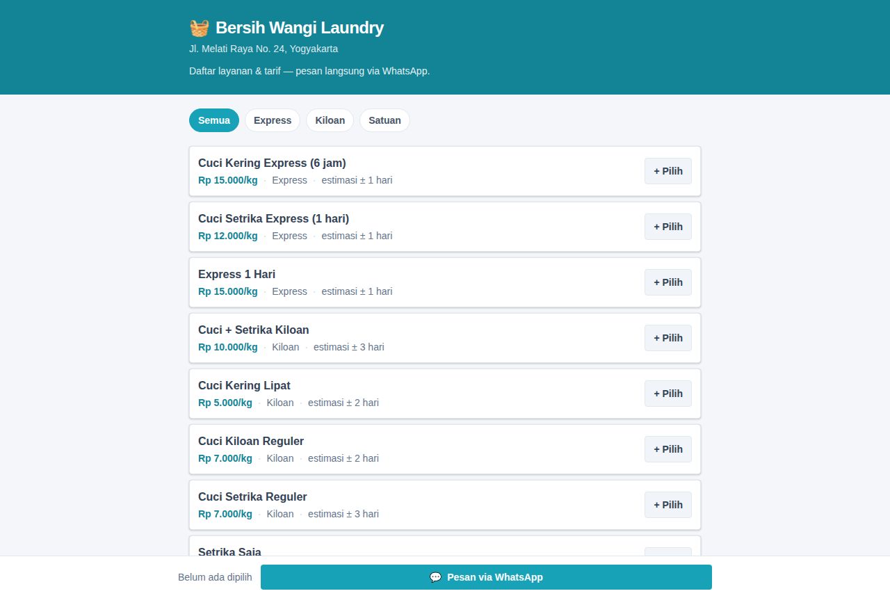 Laundry — Pesan Online (Pelanggan)