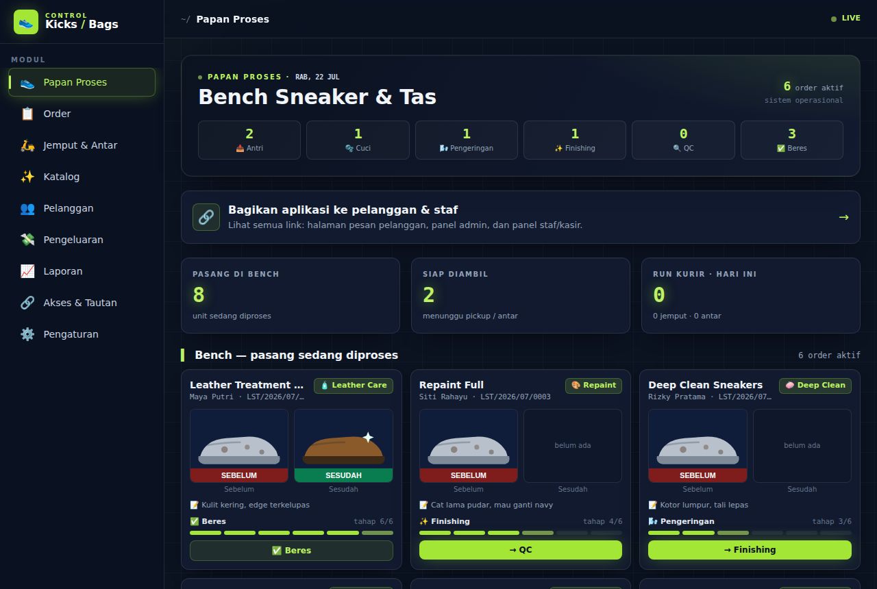 Laundry Sepatu & Tas — Papan Proses