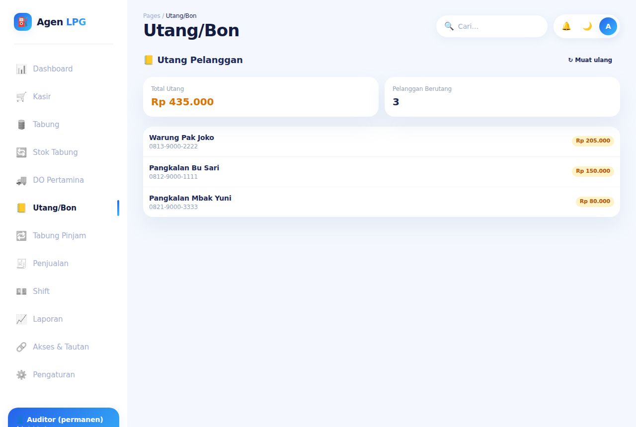 Agen & Pangkalan LPG — Utang/Bon