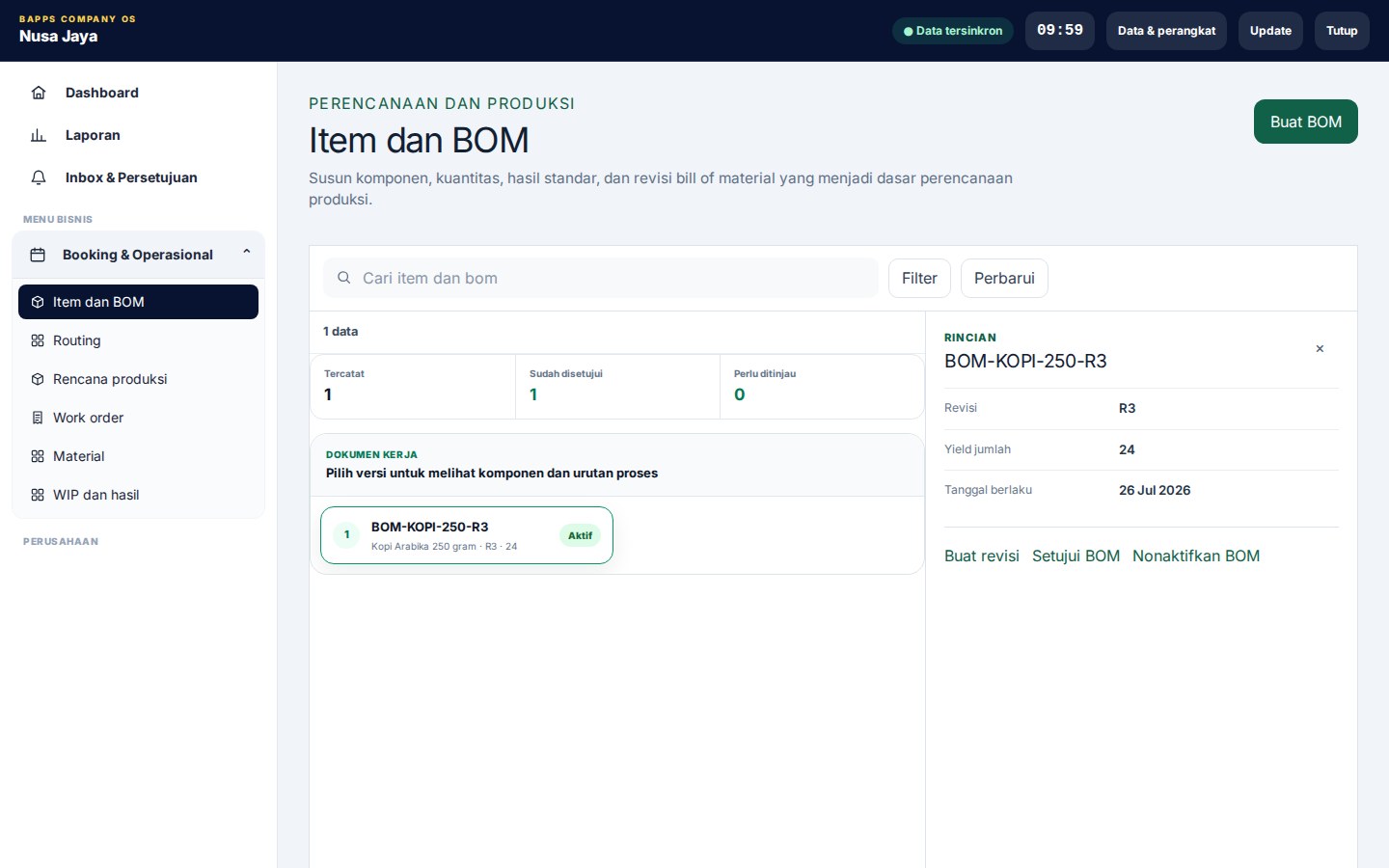 Manufacturing MRP for IKM — Item dan BOM