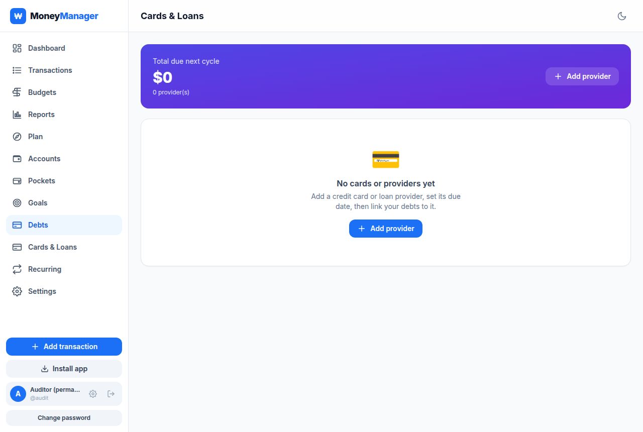 Money Manager — Providers