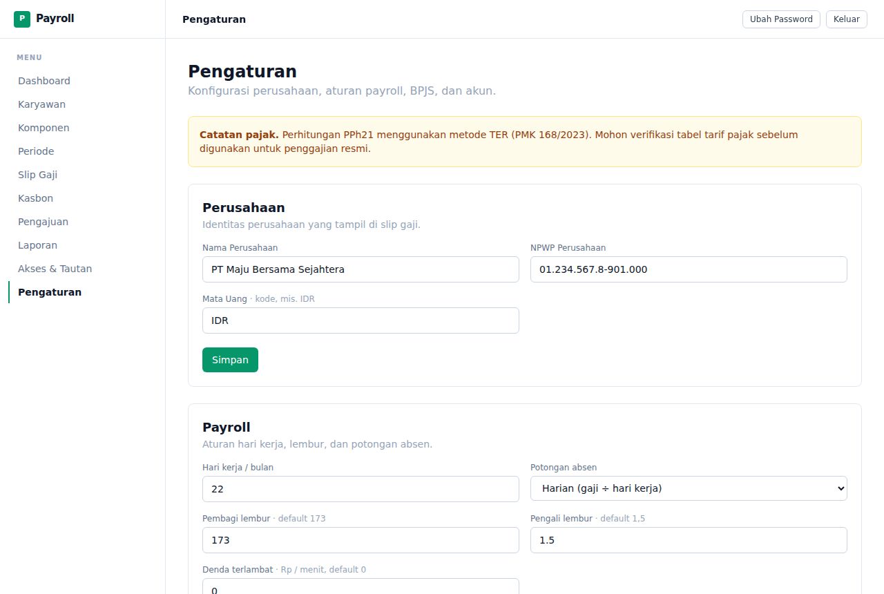 Payroll — Pengaturan