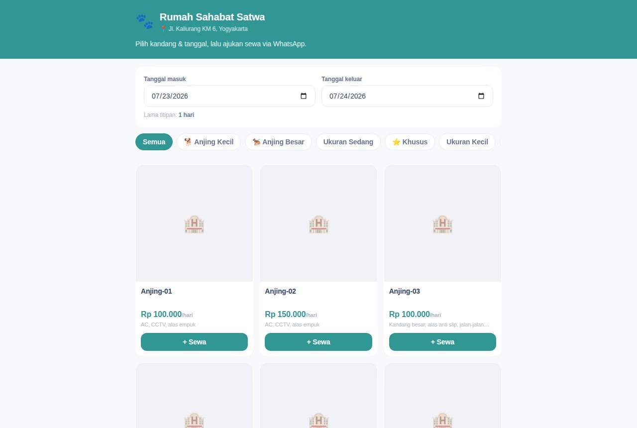 Pet Hotel & Penitipan Hewan — tampilan aplikasi