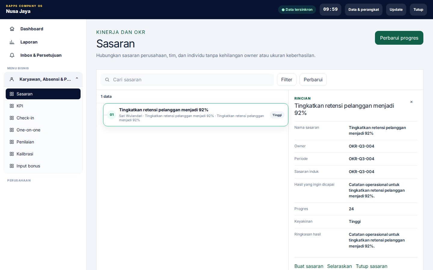 Performance, OKR & KPI — Sasaran