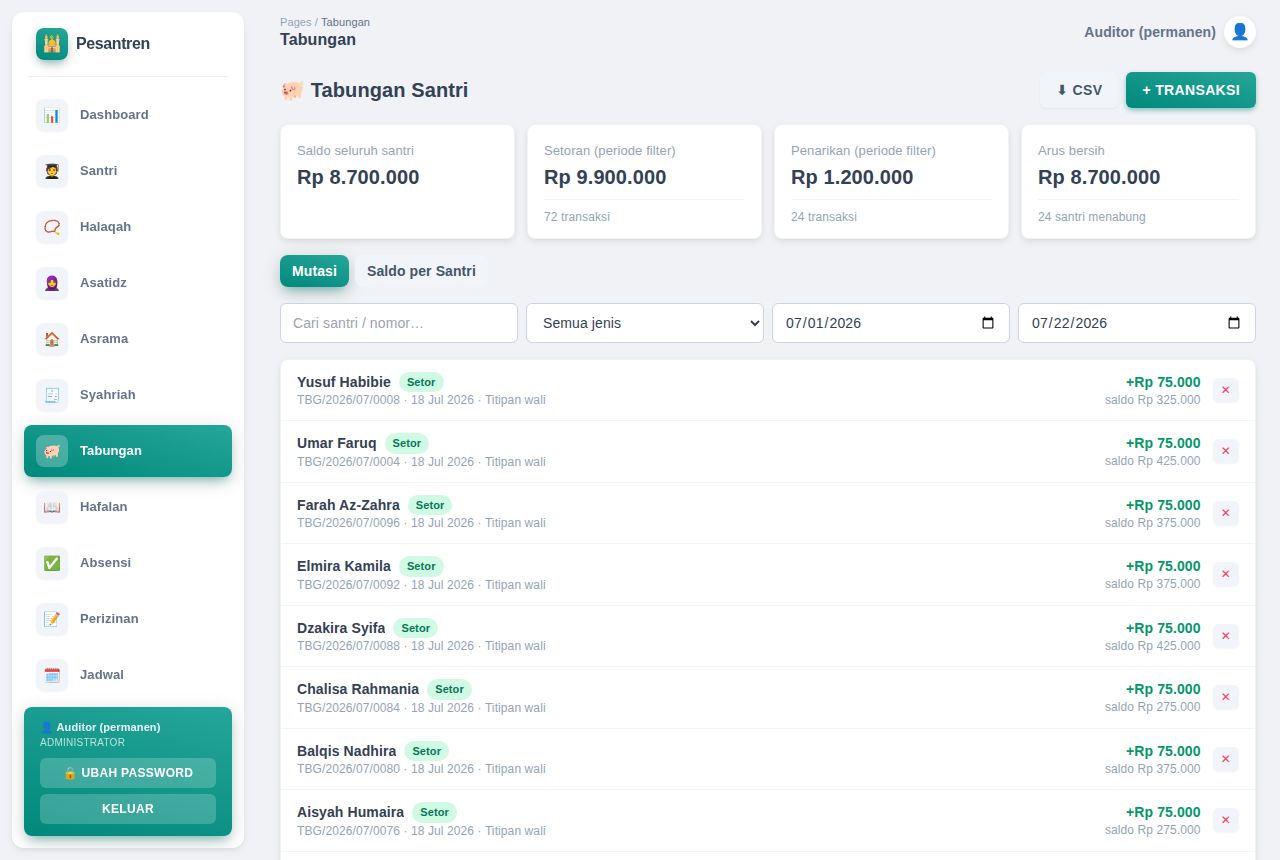Pesantren & TPQ — Tabungan