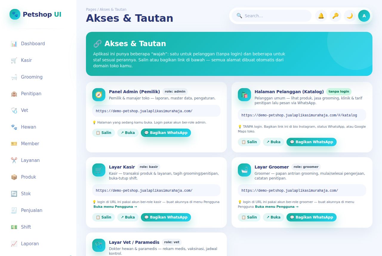 Petshop & Klinik Hewan — Akses & Tautan